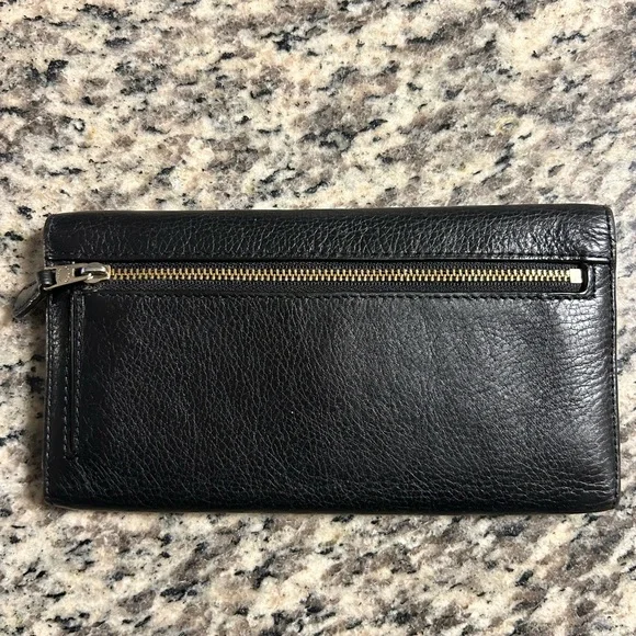 Coach Black Pebbled Leather Checkbook Wallet EUC - Picture 2 of 8